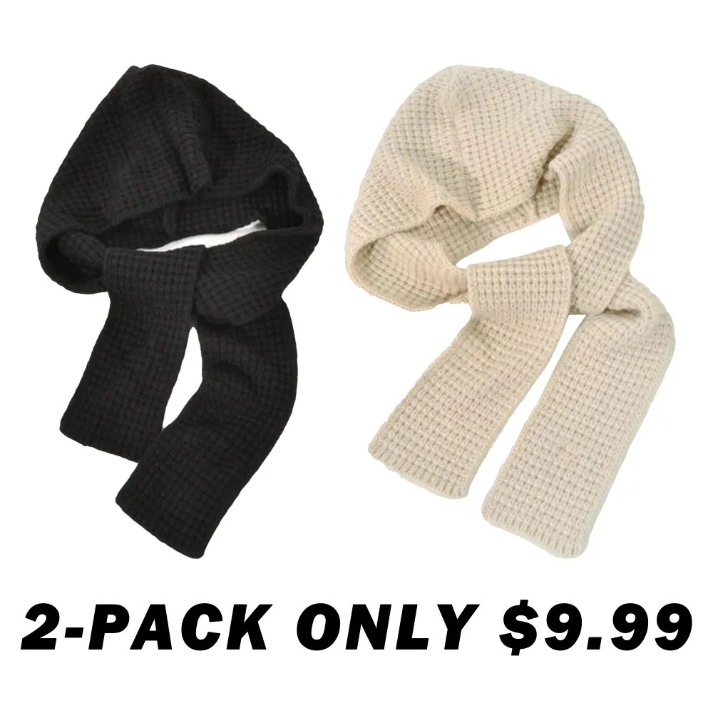 Fashionable Three-In-One Knit Beanie Fitted Scarf Shawl Set