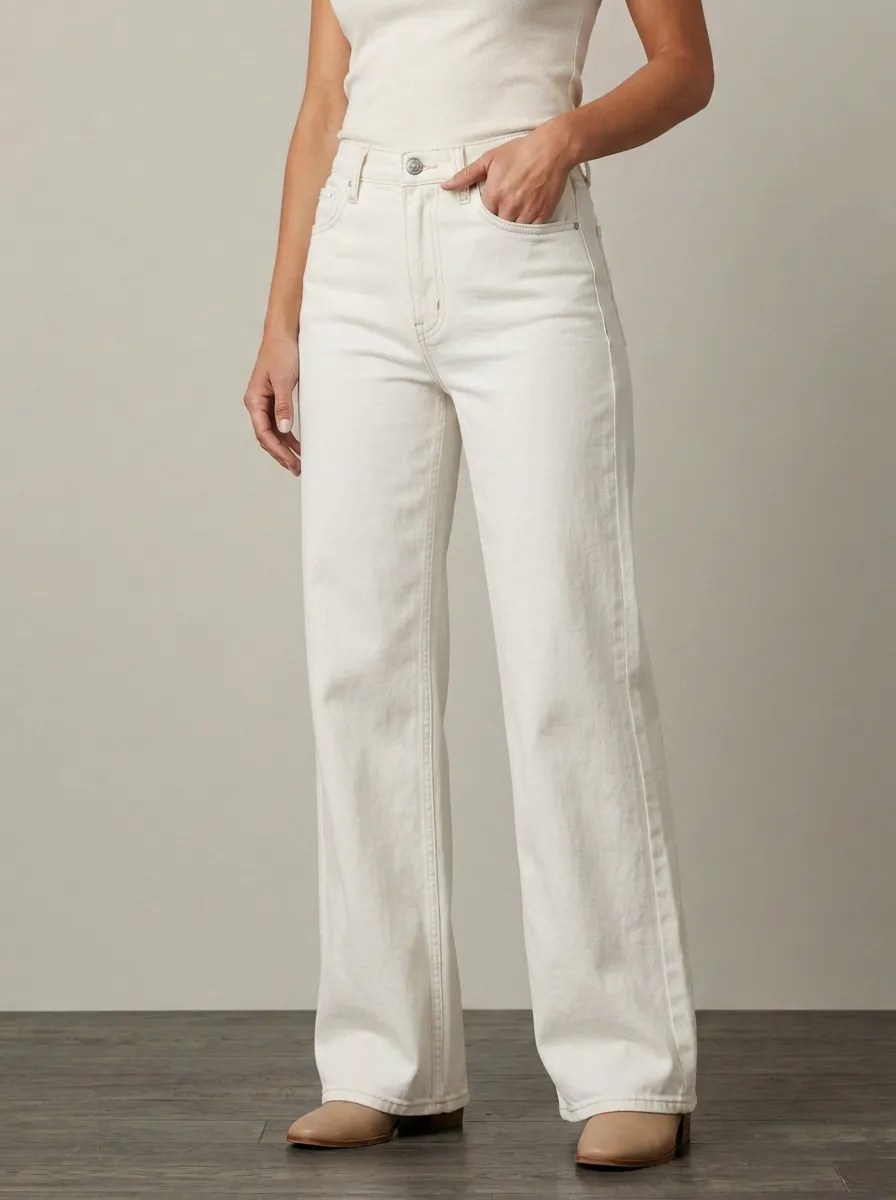 Easy-Styling High-Rise Wide-Leg Washed Denim Jeans
