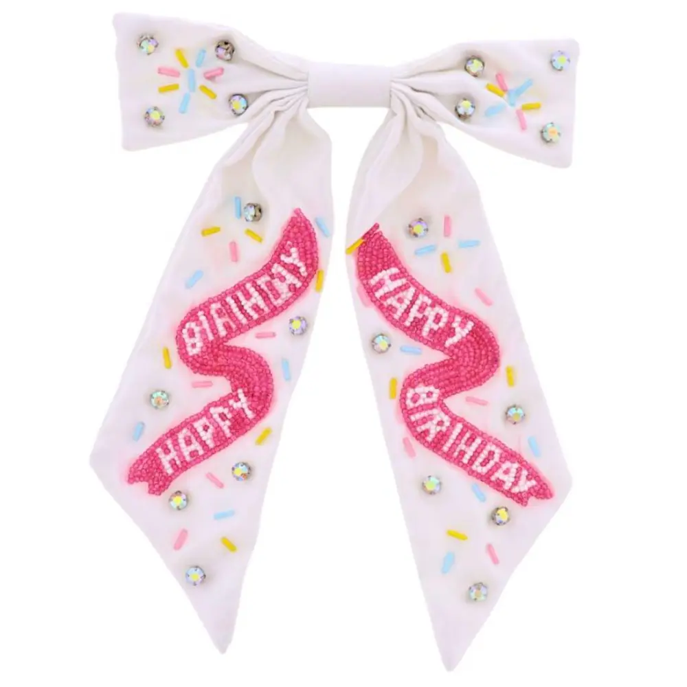 Satin Beaded Hair Bow With 