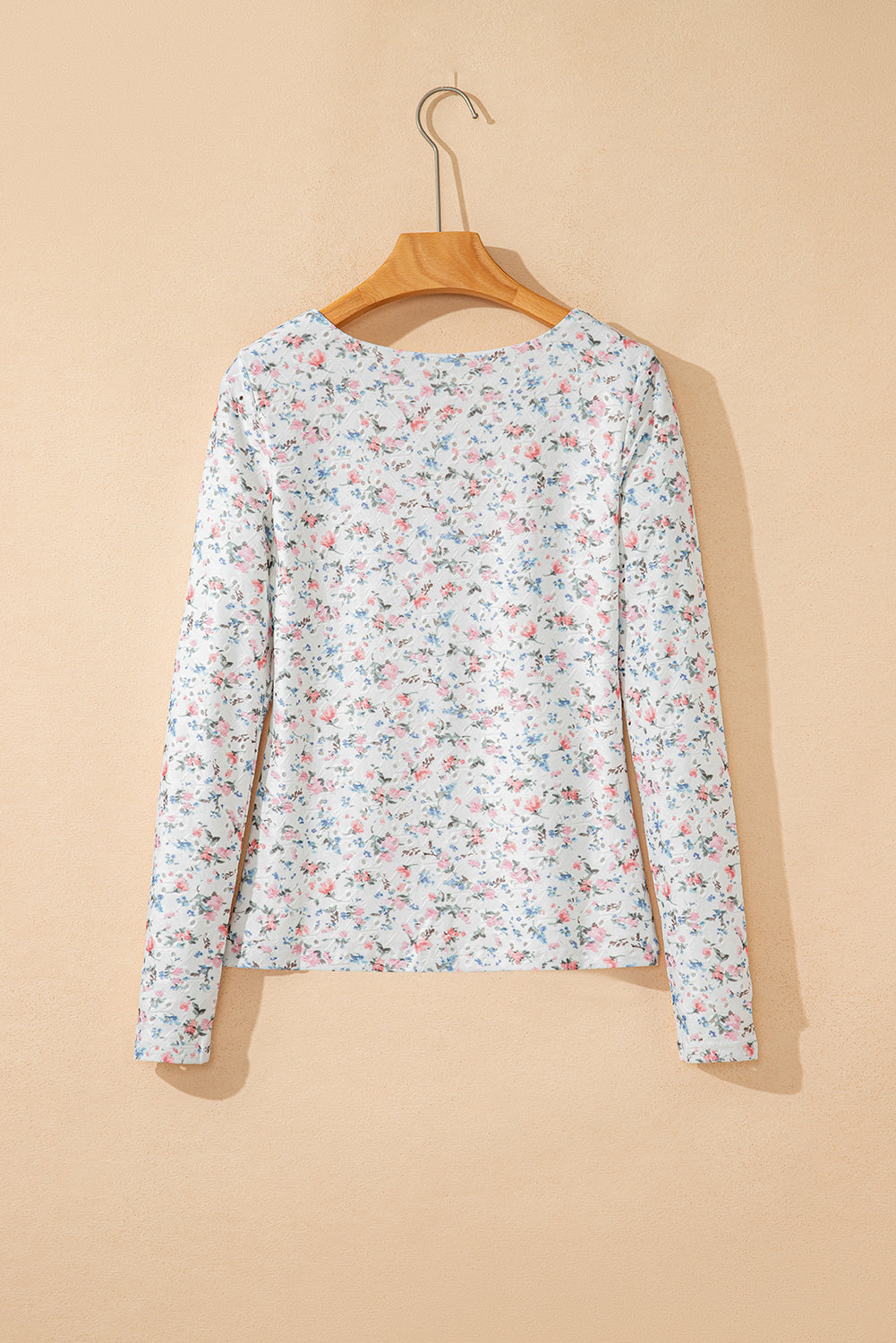 Floral Print Textured Long Sleeve Women's Top