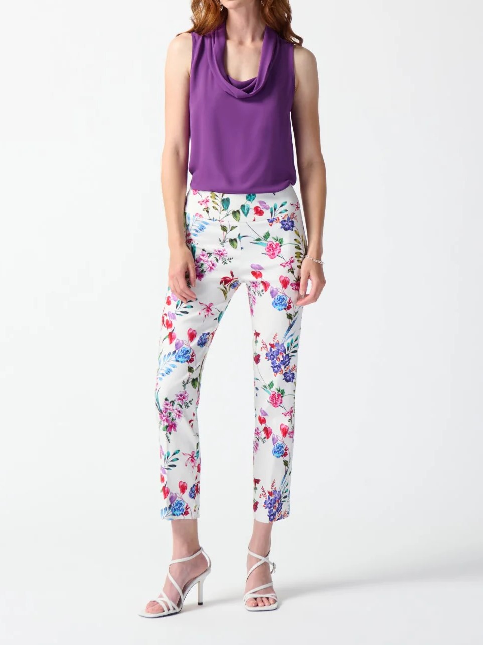 Floral Print Pull - On Cropped Pants