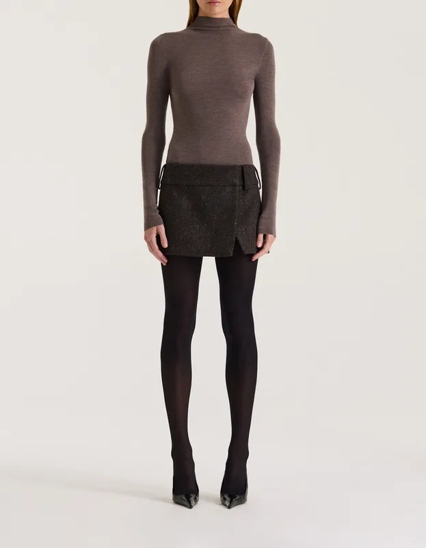 Graphite Tweed Low-Rise Skirt