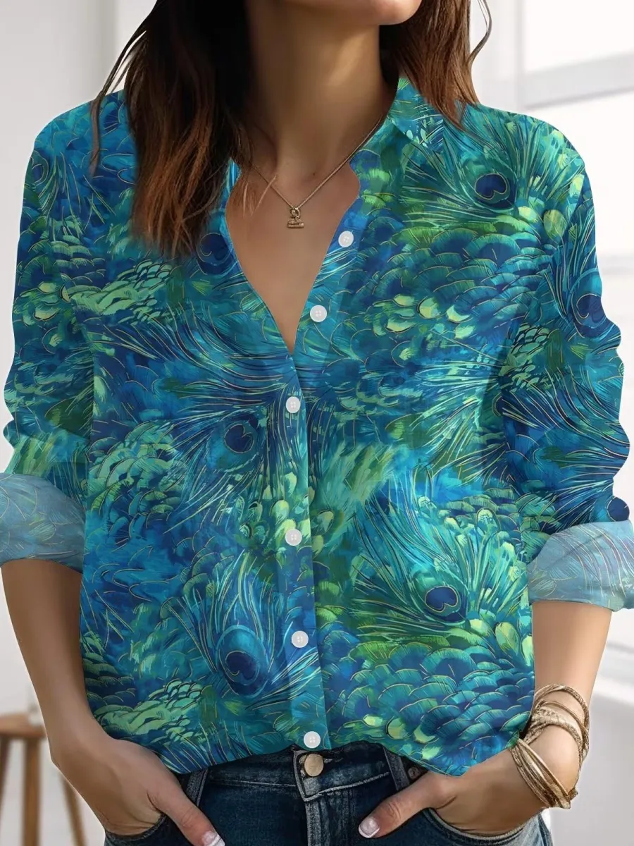 Artistic Peacock Pattern Shirt