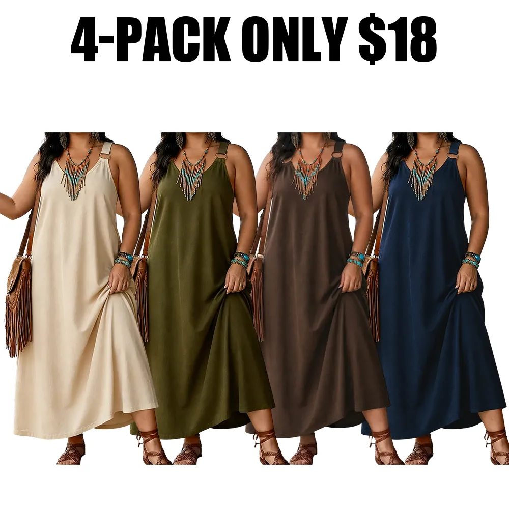 Women’s Sleeveless Denim Maxi Dress with Adjustable Cross Back Straps