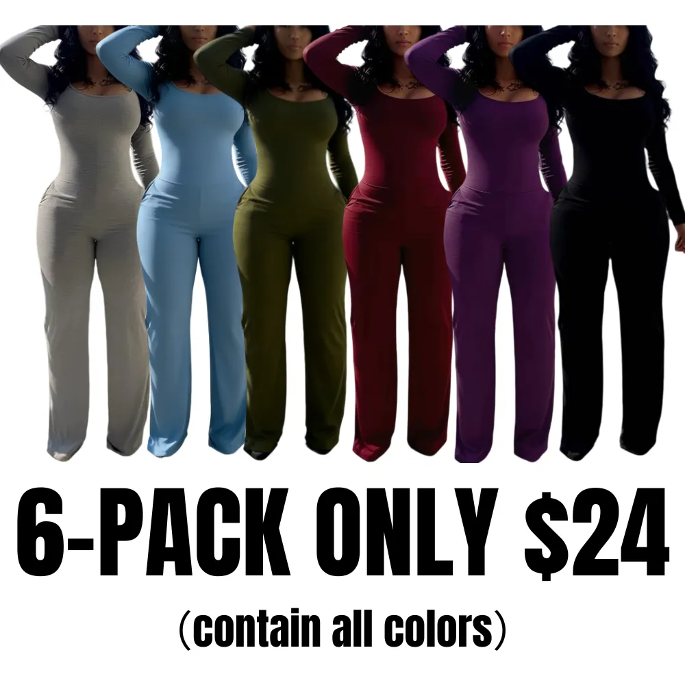 Women's Sexy Plain Long Sleeve Jumpsuit