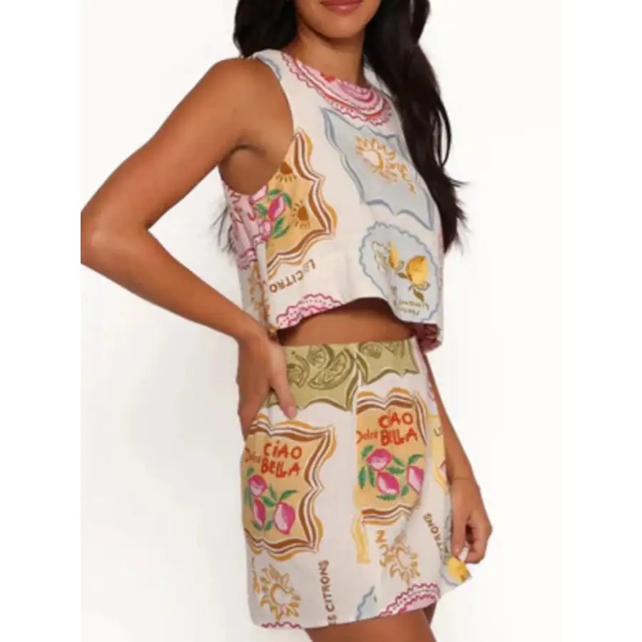 Printed Tank and Skort Two Piece Set