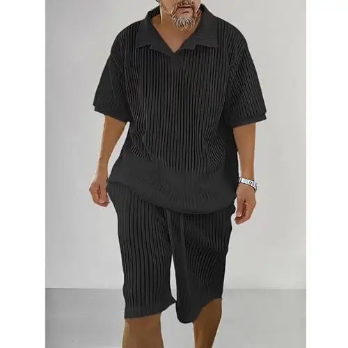 Knit Short Sleeve Casual Shorts Set