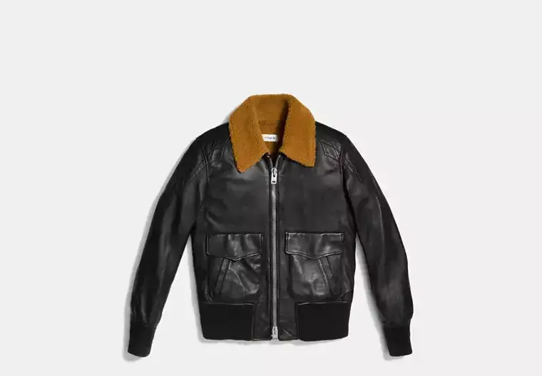 Essential Polished Fur Collar Leather Jacket