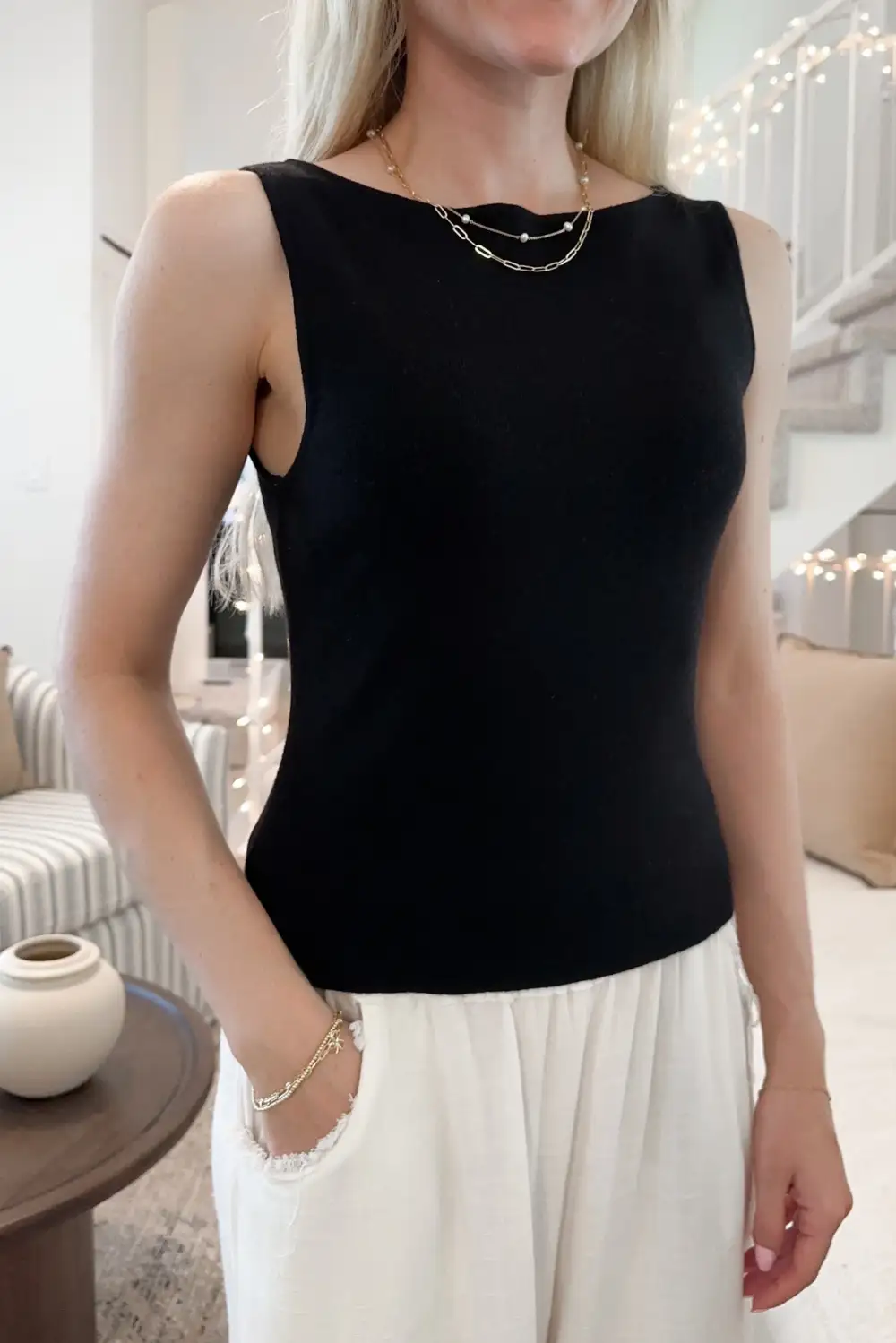Tailored Soft Boat Neck Top