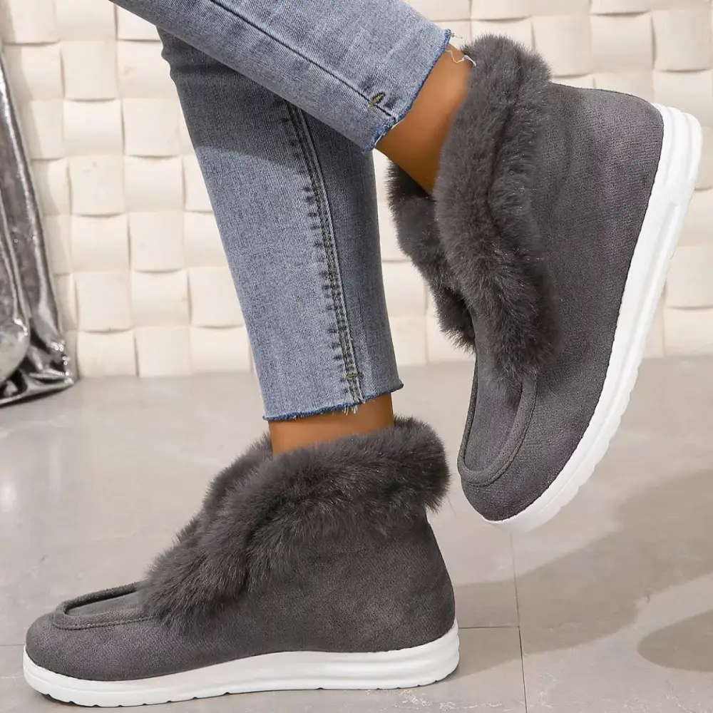 Cozy Fuzzy Trim Ankle Boots