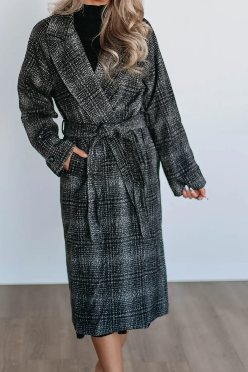 Button-Cuff Drop-Shoulder Felt Coat