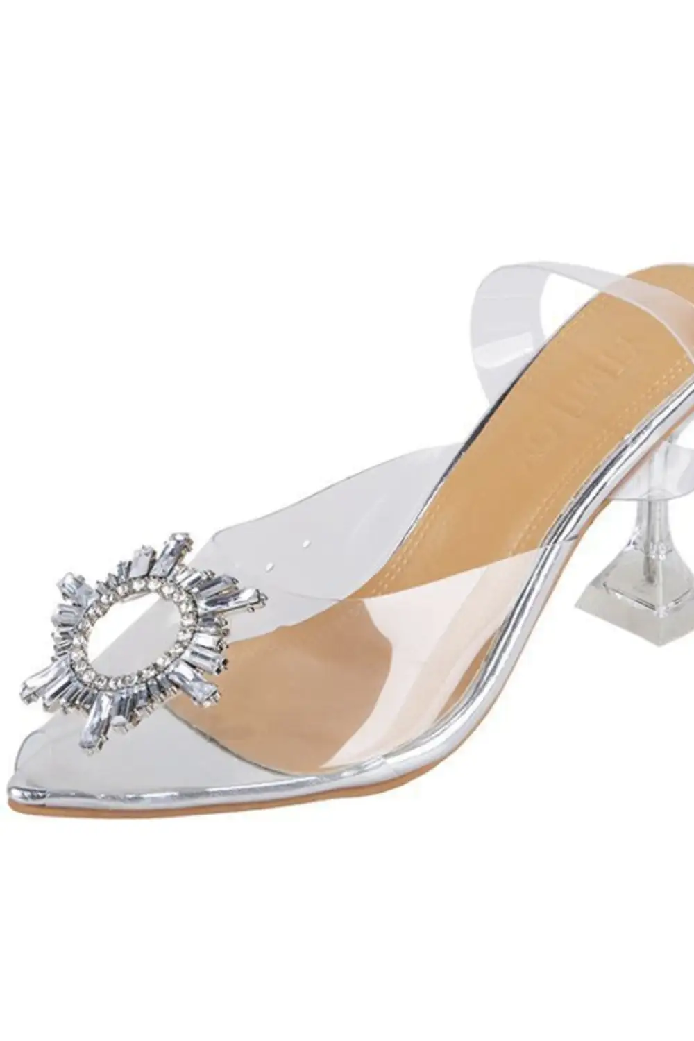 Pointed Toe Slingback Rhinestone Lightweight High Heels