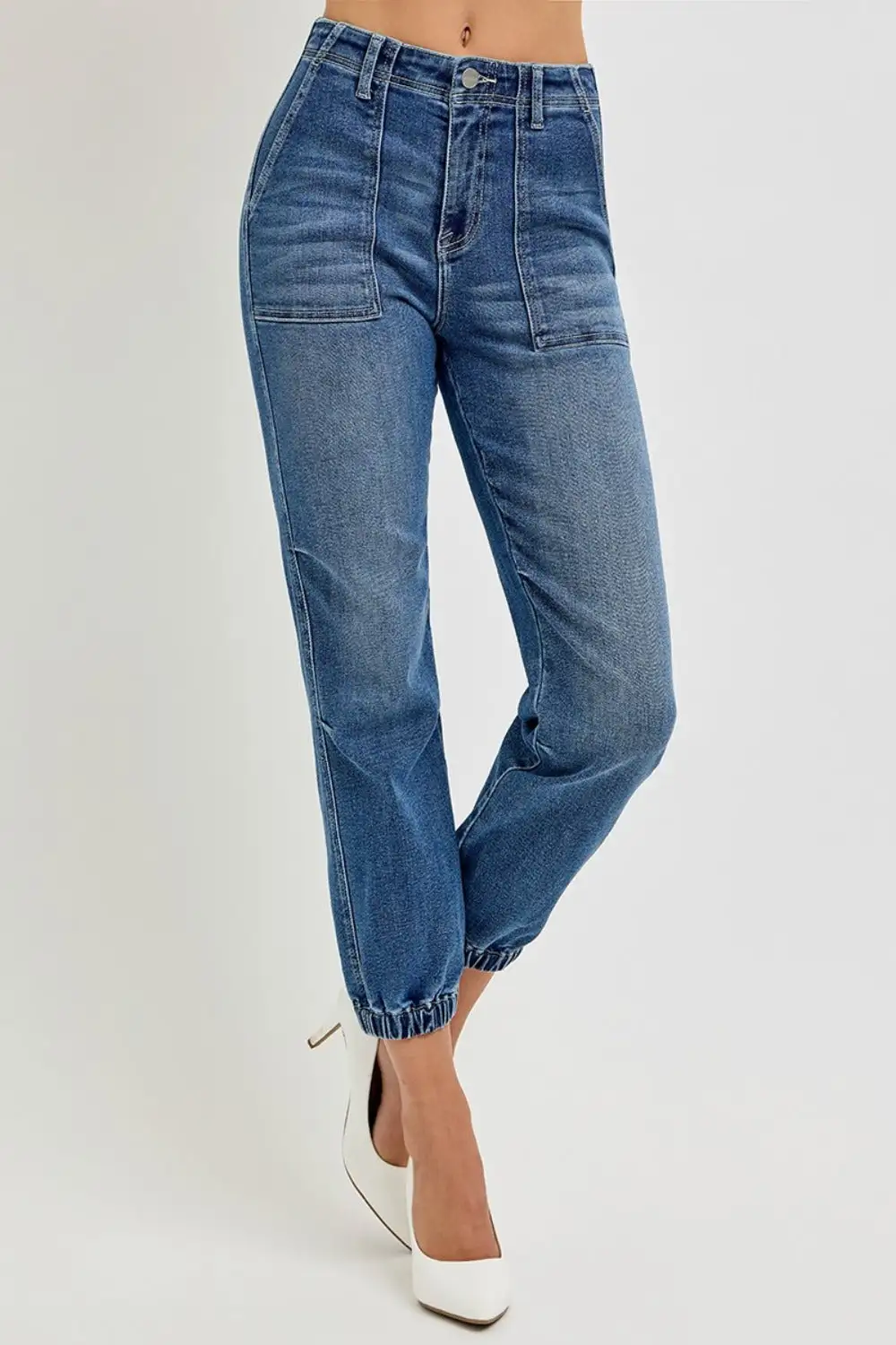 Polished High Waist Jogger Denim Jeans