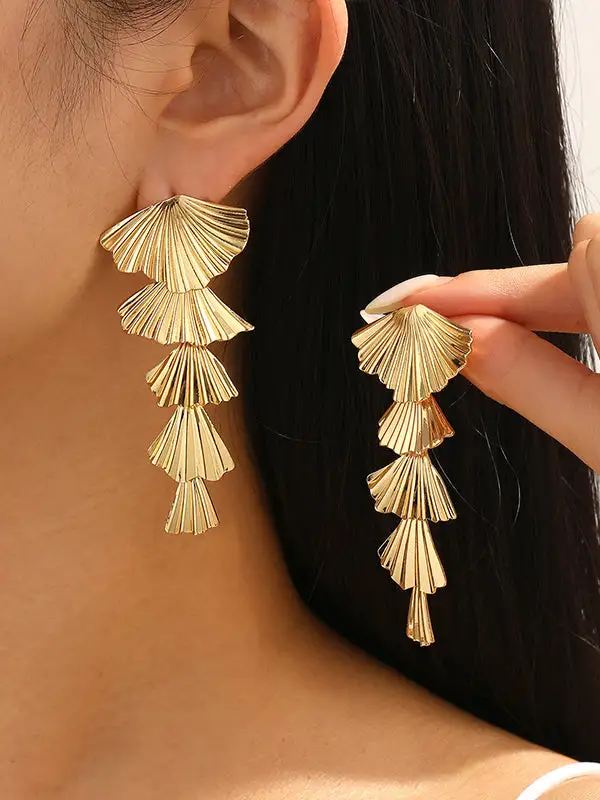 Polished Leaf Drop Earrings