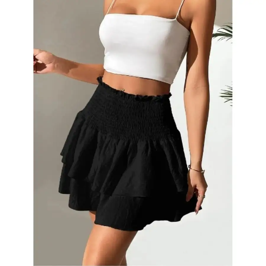 Smocked Layered Mini Skirt