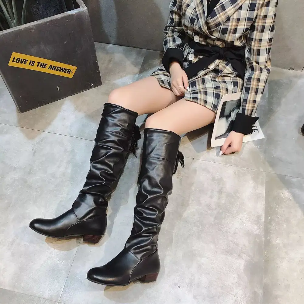 Refined Round Toe Low Heel Boots