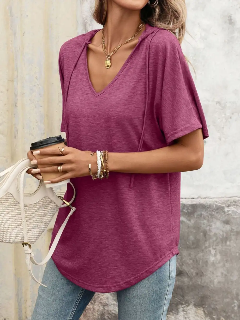 Casual Short Sleeve Hooded T-Shirt