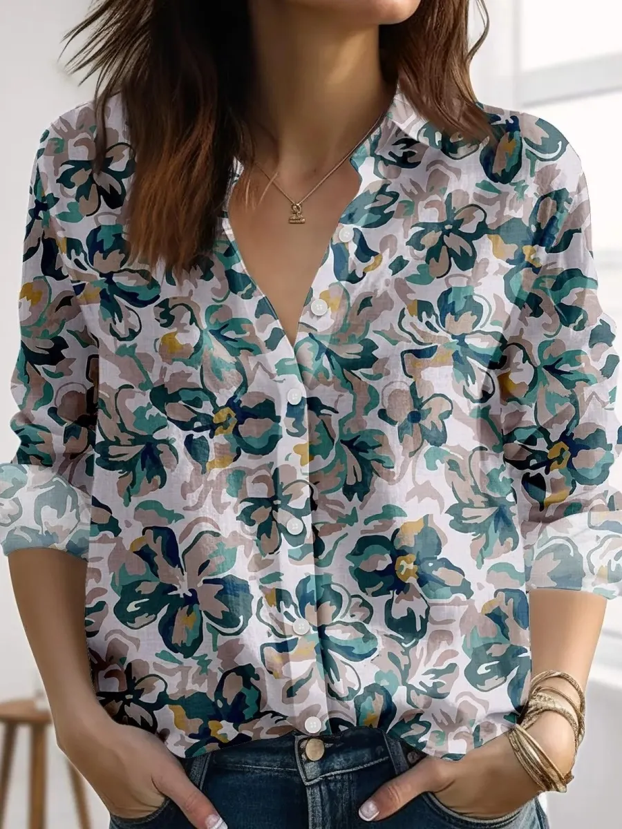 Watercolor Floral Print Shirt