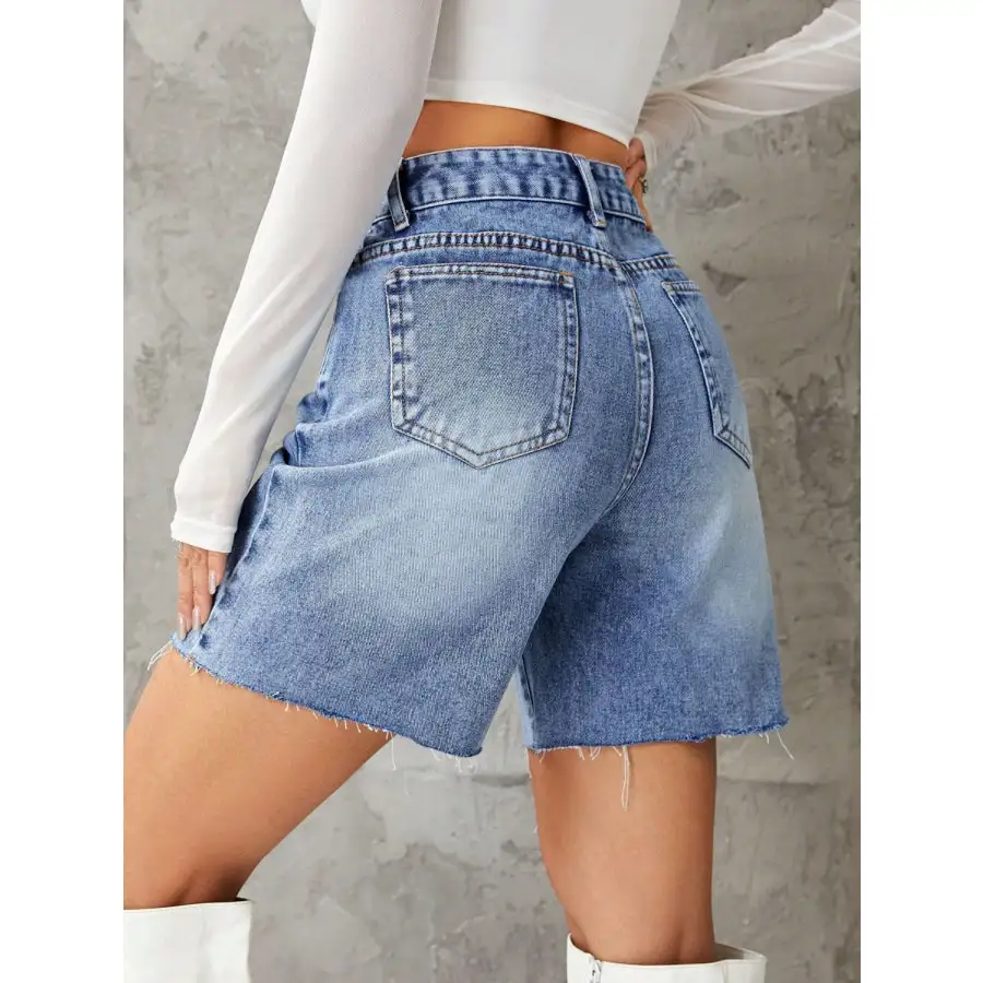 Frayed Hem Denim Shorts