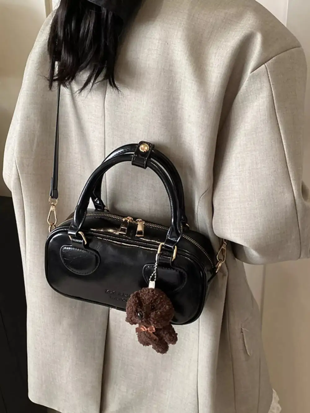Vintage Style Crossbody Bag with Charm
