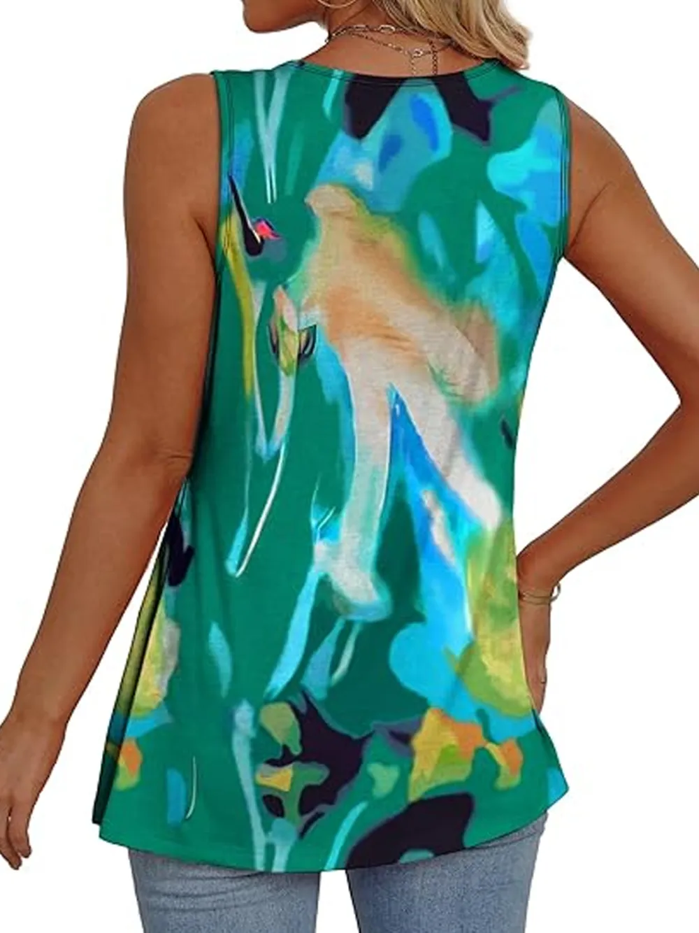 Womens Tank Tops 2025 Flowy Peplum Tops For Women Dressy Sleeveless V Neck Babydoll Tank Tops