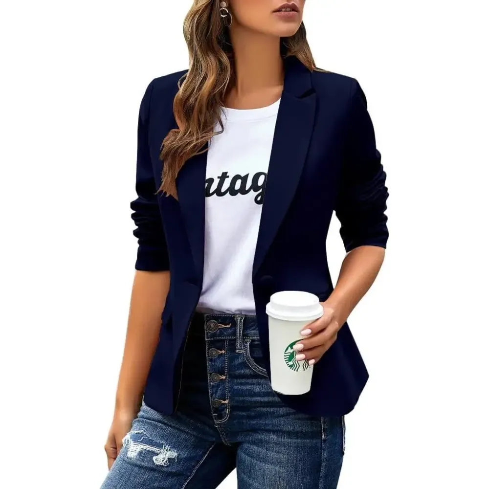 Women’s Slim Fit Office Blazer – Long Sleeve Lapel Jacket