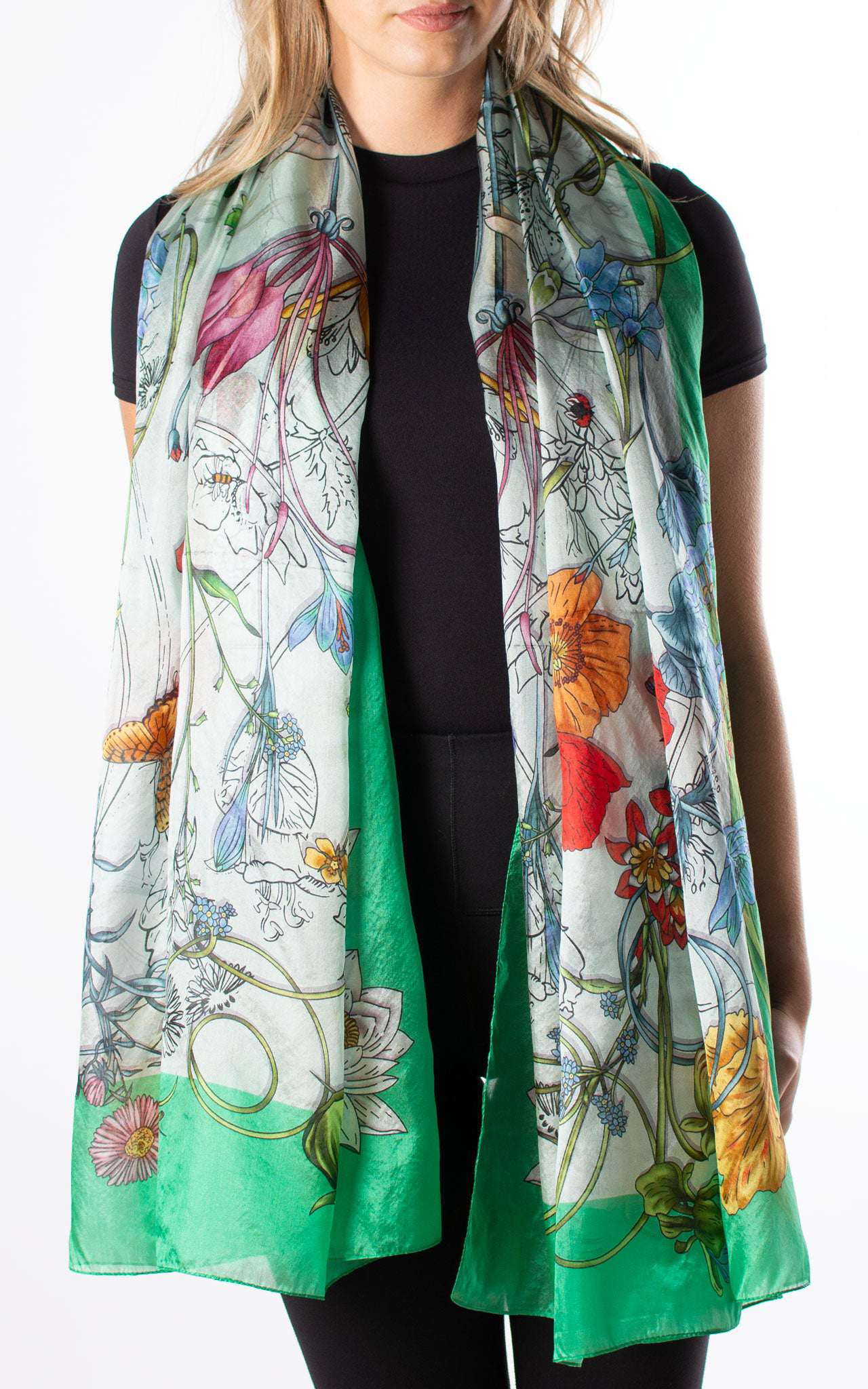 Elegant And Fresh Green Women's Silk Scarf