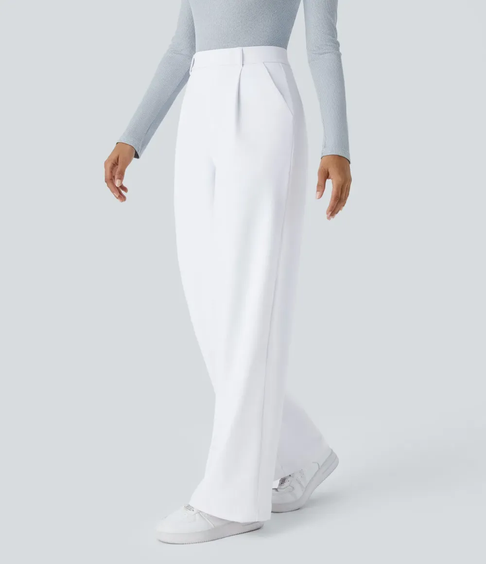 High Waisted Side Pocket Straight Leg Work Pants