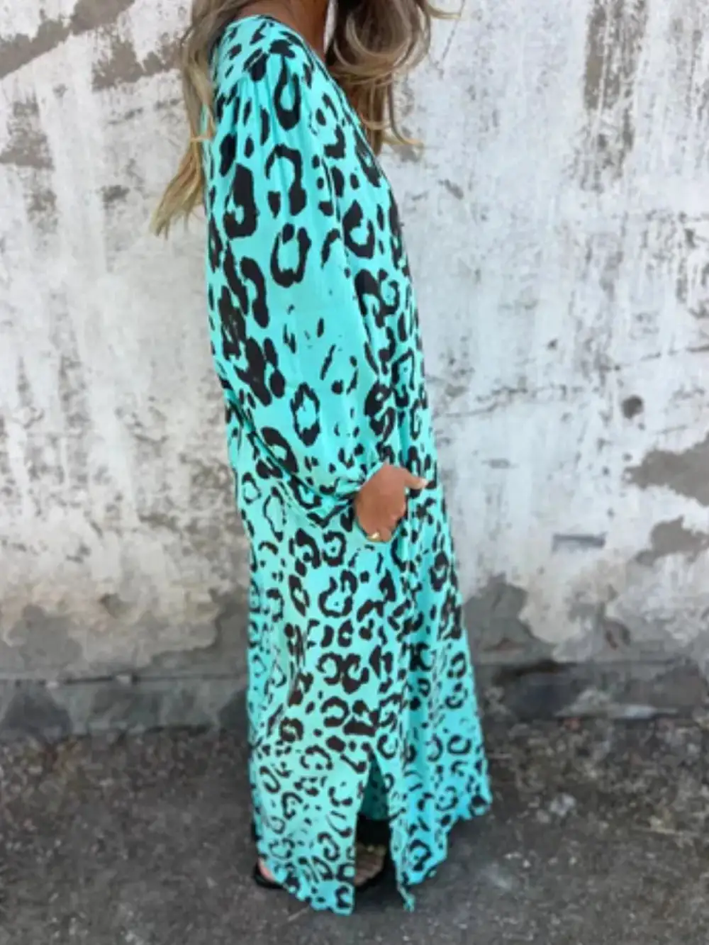V-Neck Printed Midi Dress