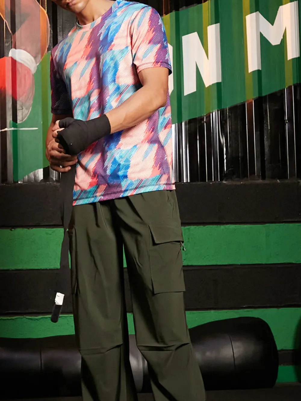 Sporty Pull On Abstract T-Shirt