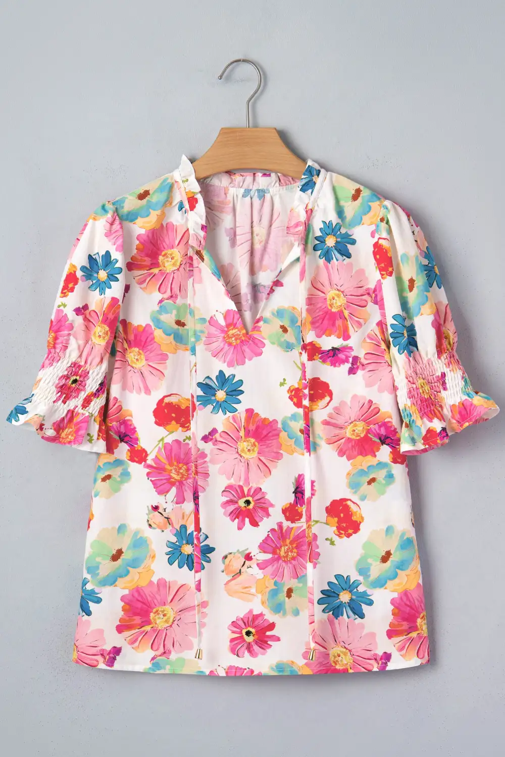 Everyday Floral V-Neck Puff Sleeve Blouse