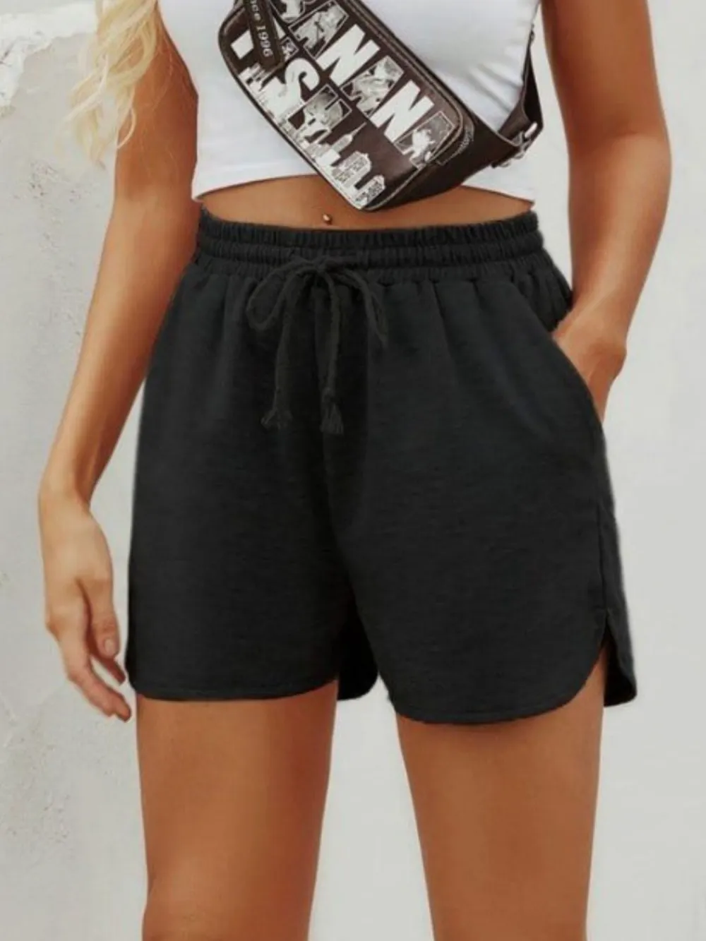 Polished Drawstring Shorts with Pockets