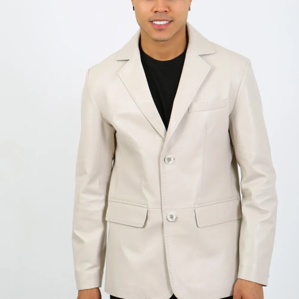 Heritage Classic Notched Lapel Leather Blazer