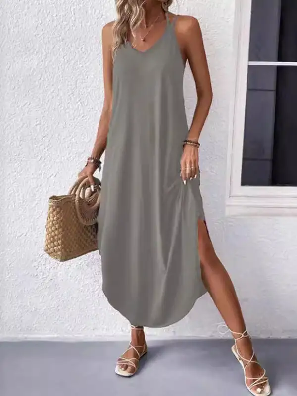 Loose Plus Neck Maxi Dress