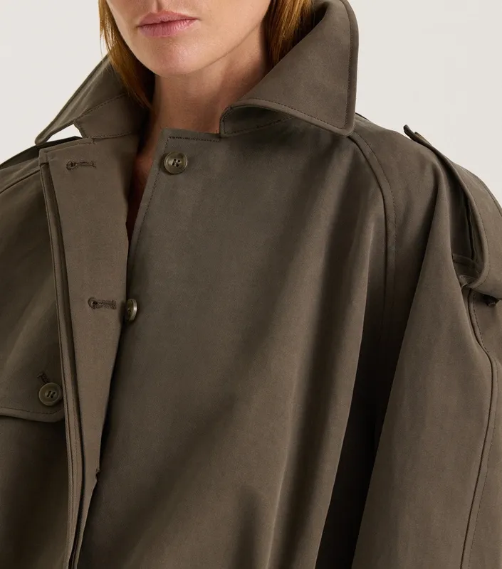 Cropped Cotton Trench Jacket