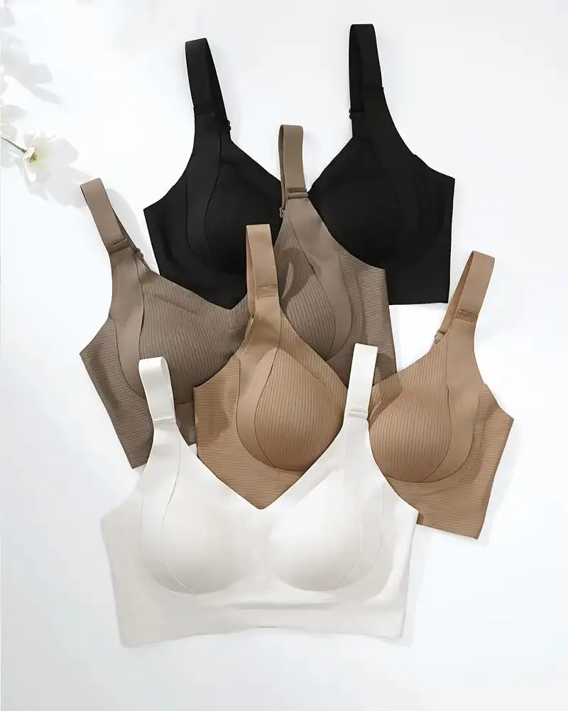 4PACK-Women's Solid Color Four RowsAdjustable Wireless Bras