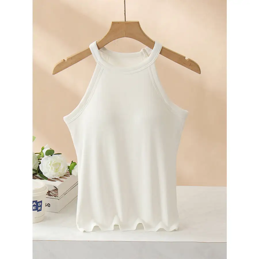 Grecian Neck Tank With Chest Pads