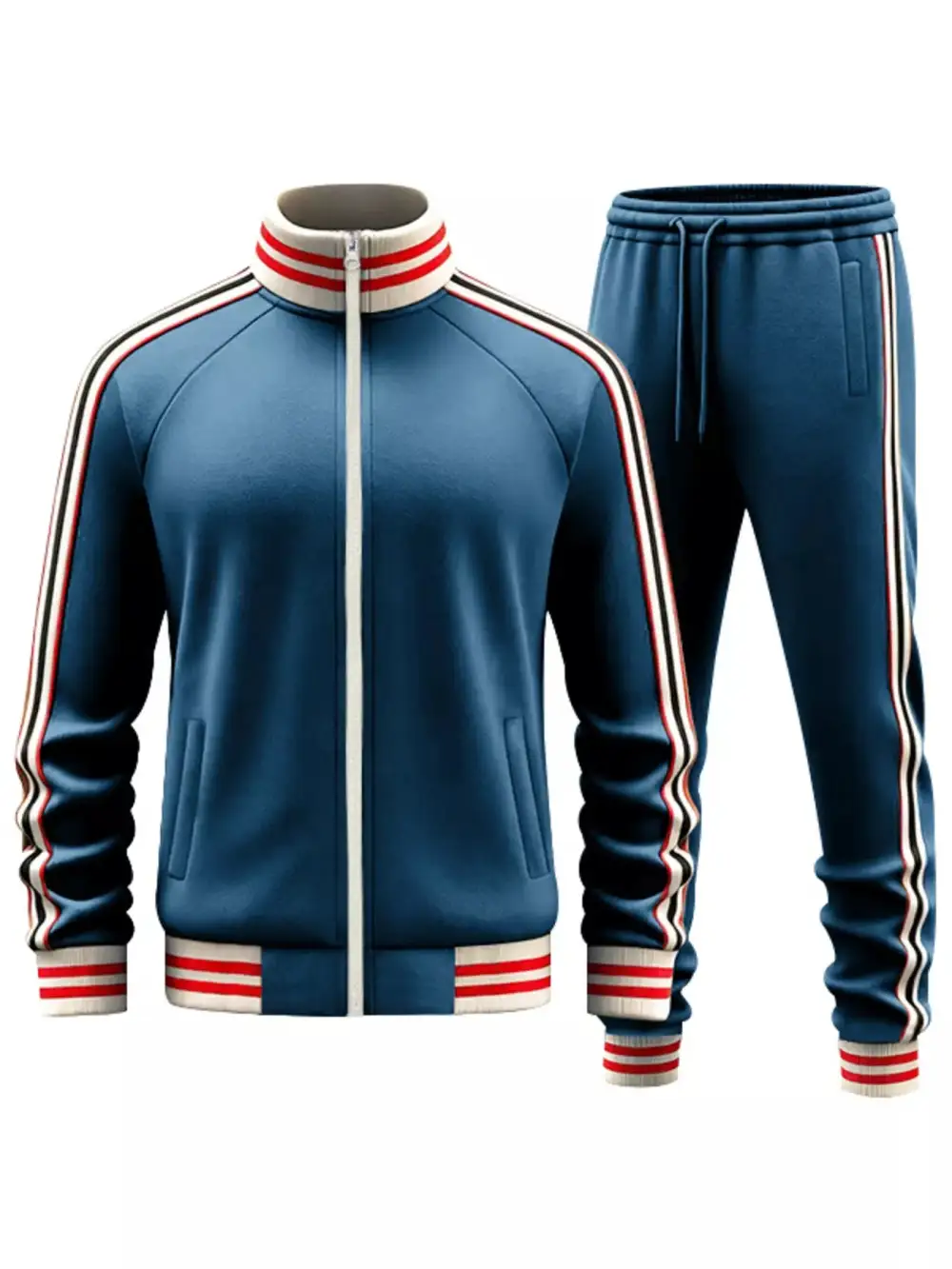 Men's Full Size Striped Zip Up Outerwear