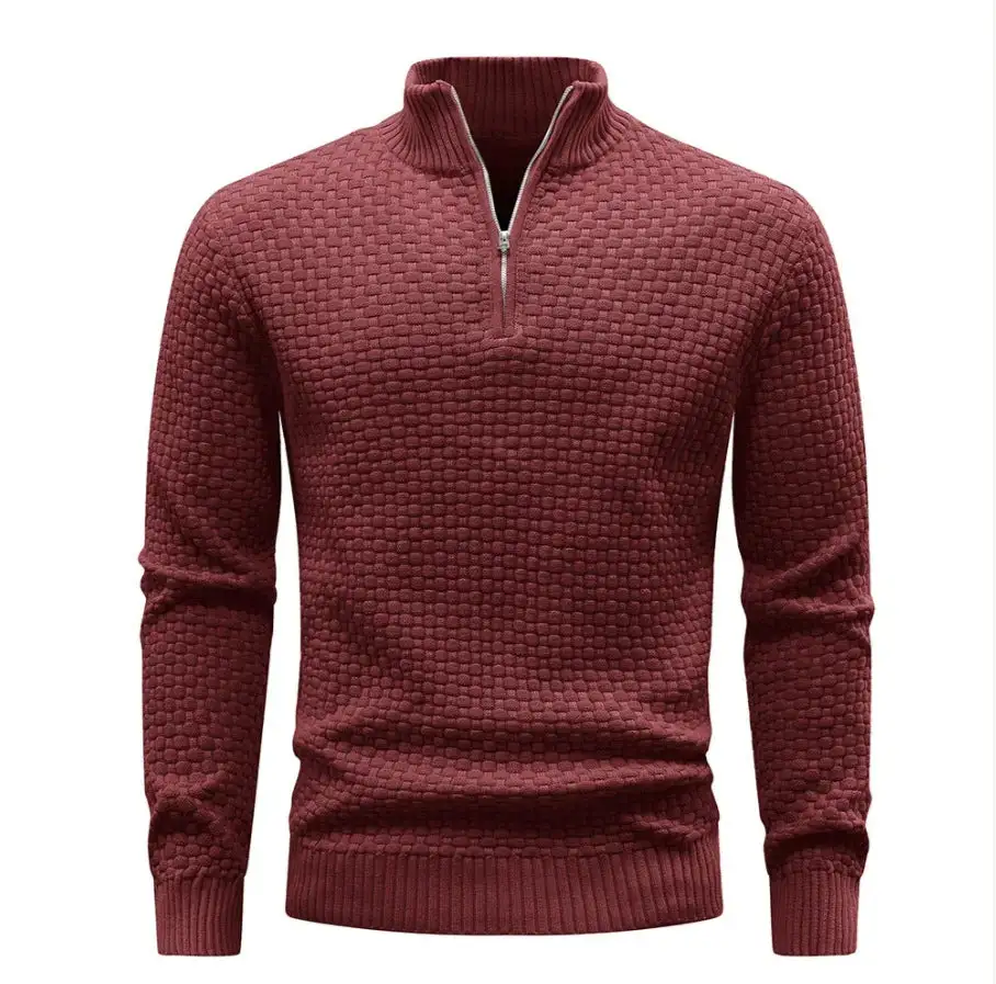 Textured Half-Zip Knit Sweater