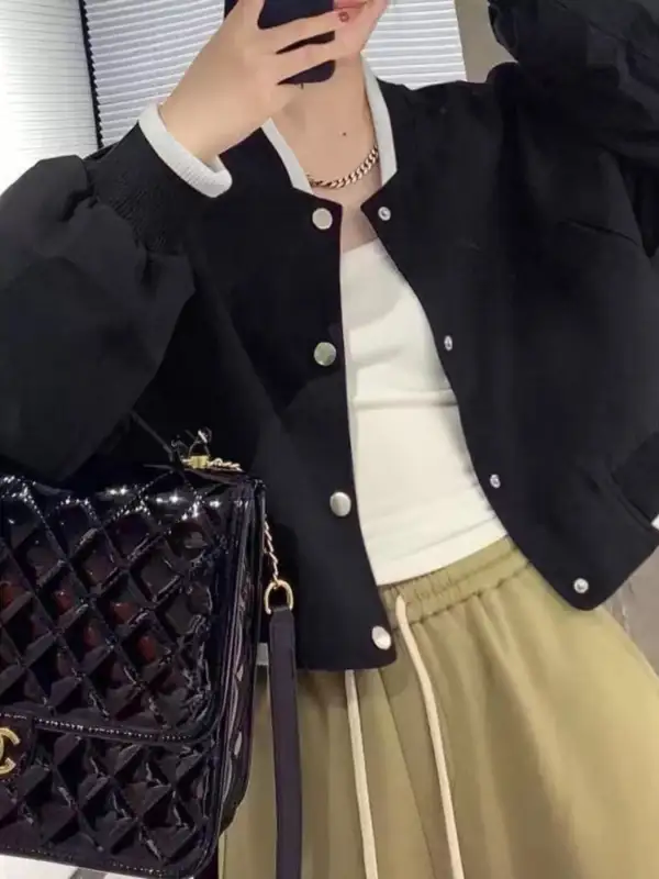 Casual Snap Down Cropped Jacket