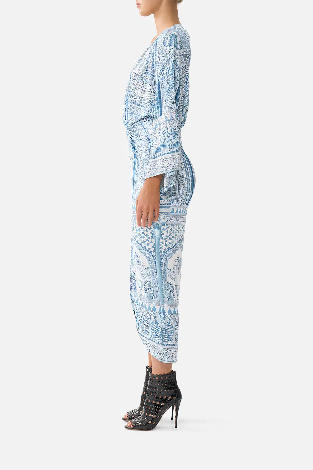 Printed Long Split Front Twist Dress