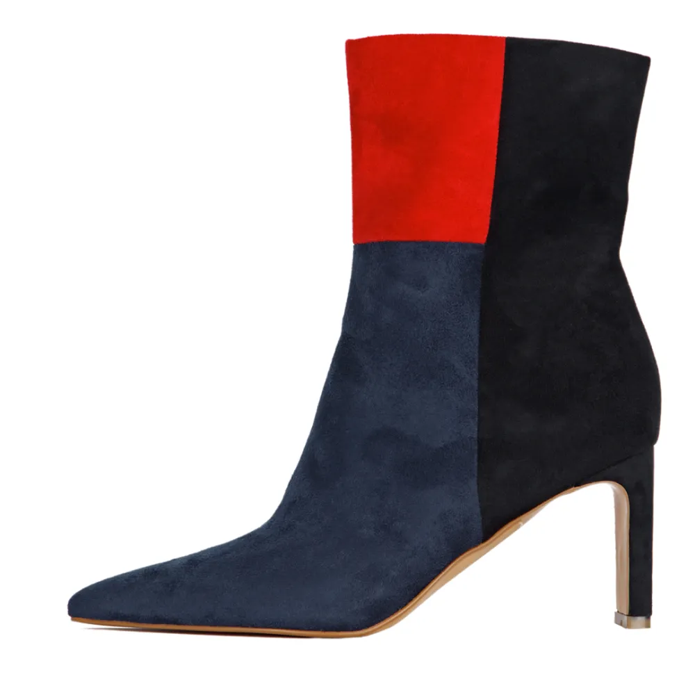 Faux Leather Block Heel Ankle Boots