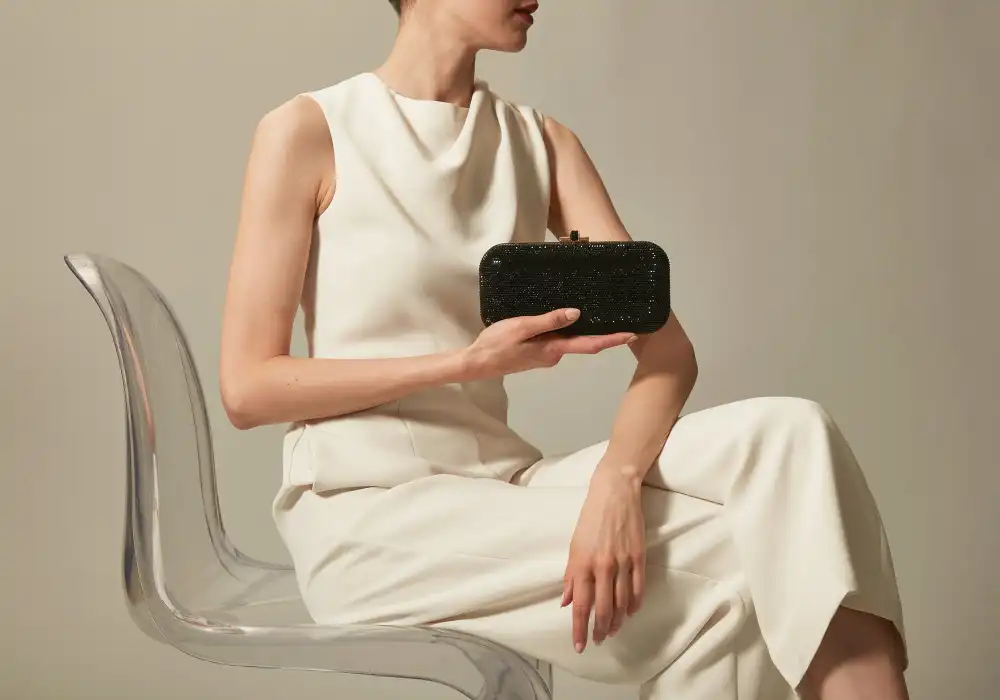 Modern Long Slide Crystal Clutch