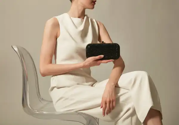 Modern Long Slide Crystal Clutch
