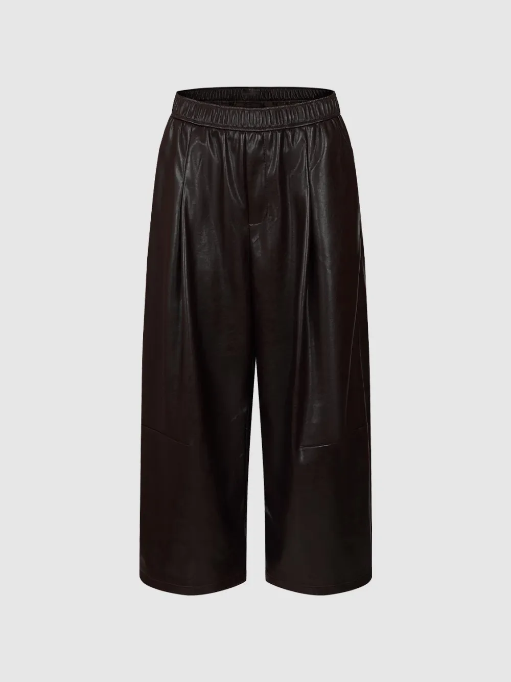 Ladies' Brown Leather Retro-Style Capri Pants
