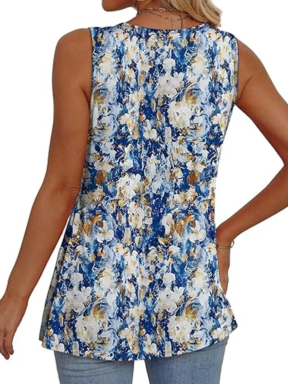 Womens Tank Tops 2025 Flowy Peplum Tops For Women Dressy Sleeveless V Neck Babydoll Tank Tops