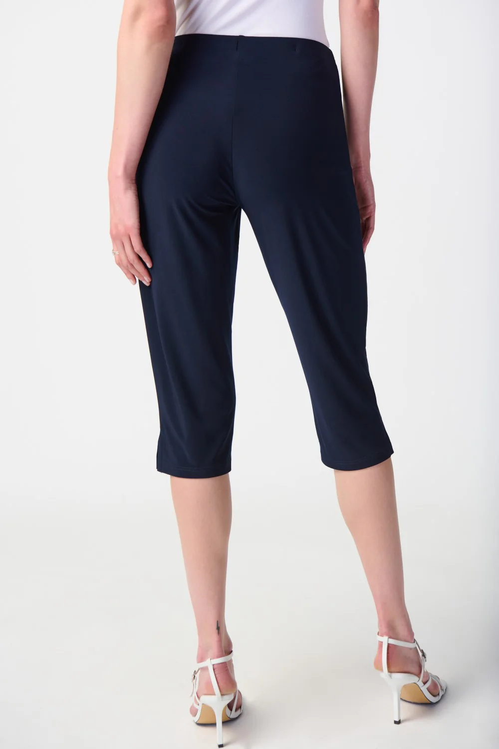 Navy Blue Cropped Cuffed Pants