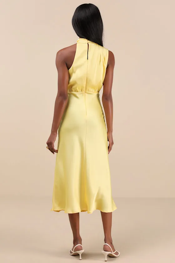 Distinctive Charm Red Orange Satin Asymmetrical Midi Dress