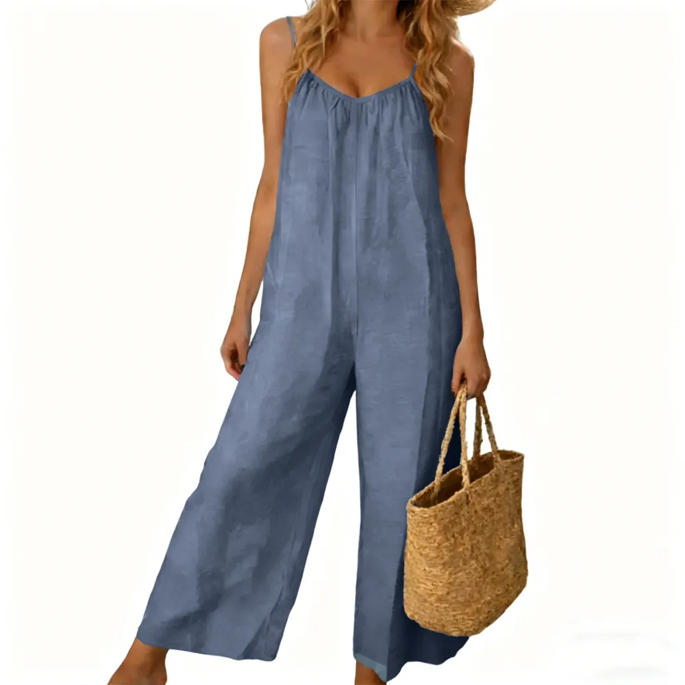 🔥Hot Sale💥-Women's Backless Spaghetti-Strap Jumpsuit🔥 (Sizes XS–5XL)