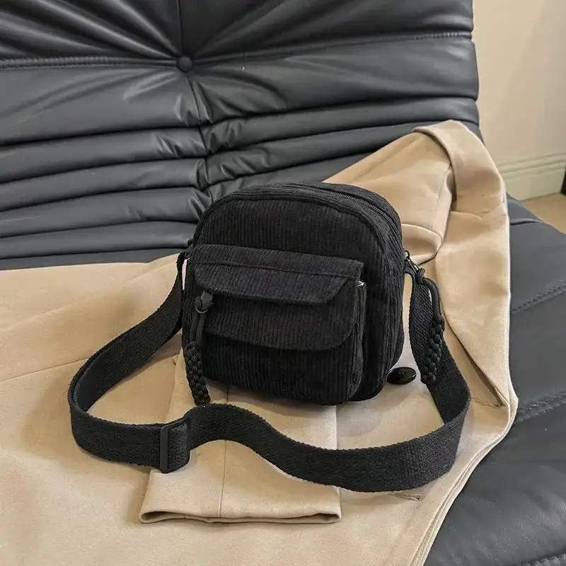 Striped Velvet Crossbody Bag Elegant Functional
